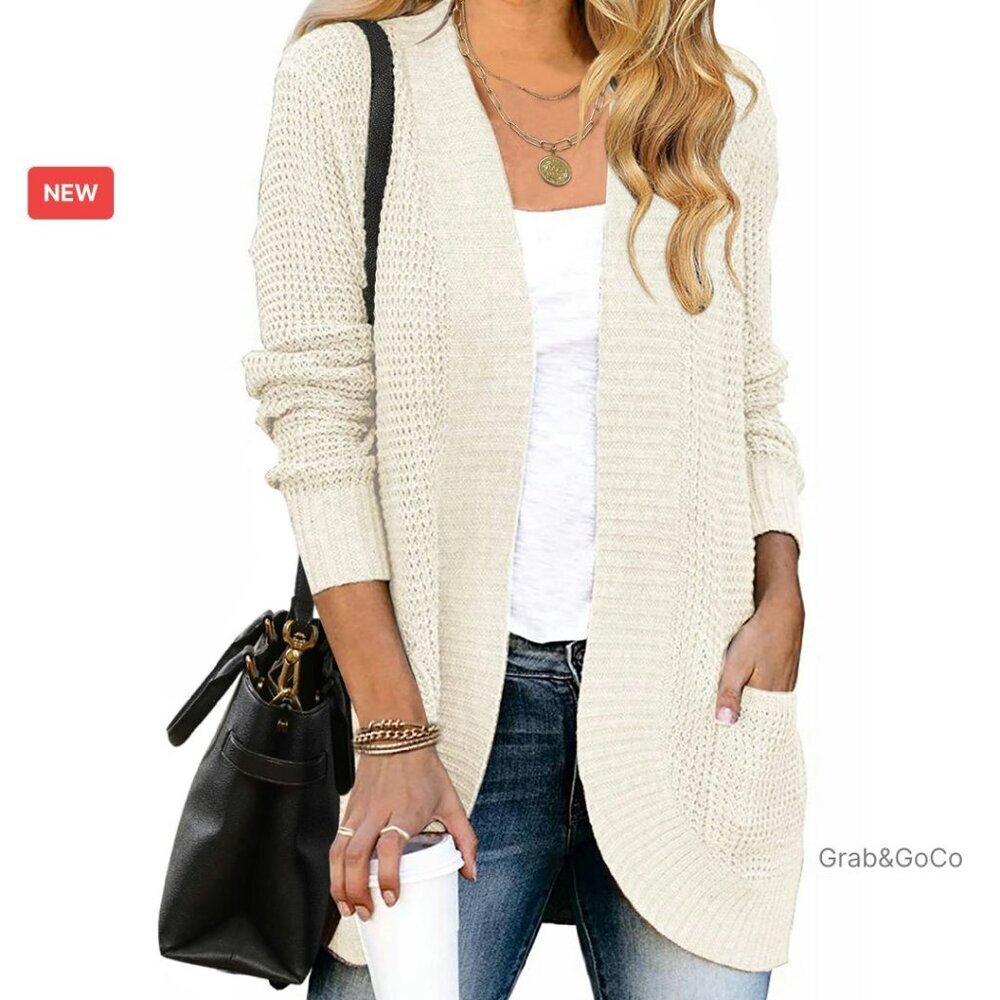 Oversized Cocoon Cardigan Long Sleeve Open Front Knit Sweater Chic Minimal